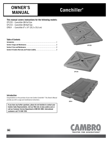Cambro Camchiller CP1220 Owner's Manual | Manualzz