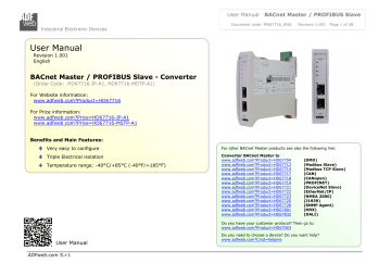 ADFWeb BACnet Master / PROFIBUS Slave - Converter User Manual | Manualzz