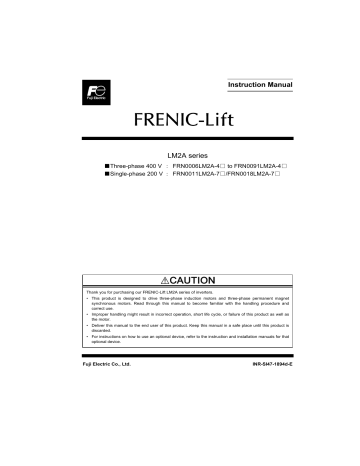 Fuji Electric FRENIC-Lift LM2A Series Instruction Manual | Manualzz