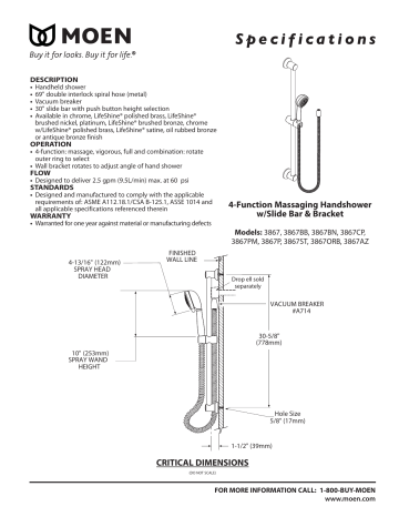 Moen 3867ORB Plumbing Product Leaflet | Manualzz