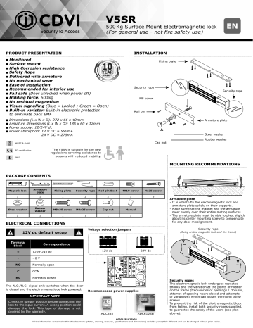 CDVI V5SR Quick Manual | Manualzz