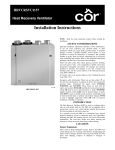 Cor HRVCRSVU1157 Installation Instructions Manual