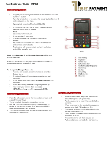 Castles Technology MP200 Fast User's Manual | Manualzz