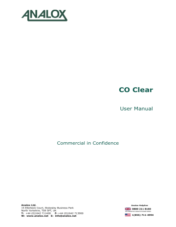 Analox Carbon Monoxide CO Clear Analyser