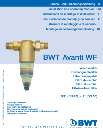 BWT Avanti WF Installation And Operating Manual | Manualzz