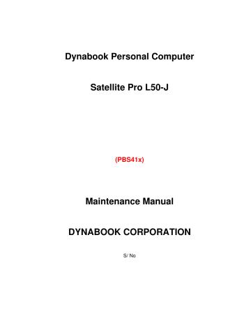 dynabook PBS41 Series, Satellite Pro L50-J Maintenance Manual | Manualzz