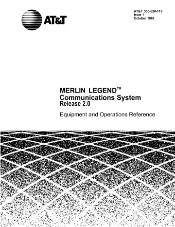 AT&T MERLIN LEGEND Release 2.0 Analog Multiline Telephone Equipment And Operations Manual | Manualzz