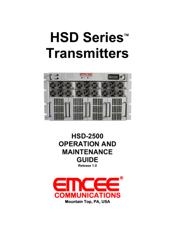 1 THE HSD SERIES TRANSMITTER 0VERVIEW. Emcee HSD Series, HSD-2500 | Manualzz