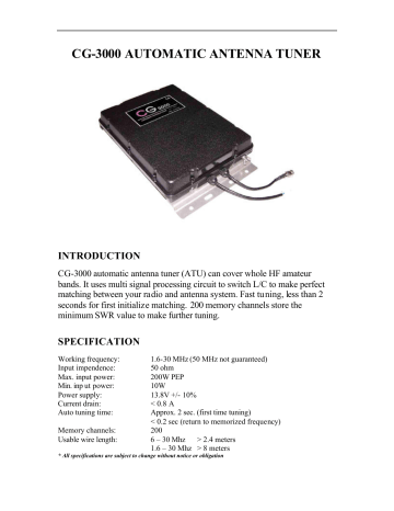 CG Antenna CG-3000 Manual | Manualzz