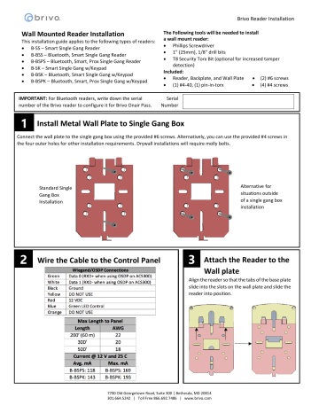 Brivo B-SS Installation | Manualzz