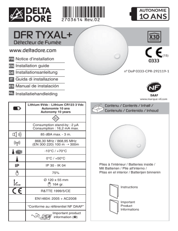 DELTA DORE DFR TYXAL+ Installation Manual | Manualzz
