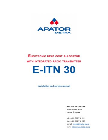 Apator Metra E-ITN 30 Installation And Service Manual | Manualzz