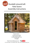 Dundalk LeisureCraft Kota Sauna Assembly Instructions Manual