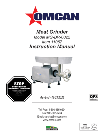 Omcan 11067 Instruction Manual | Manualzz