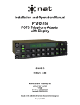 Nat PTA12-100 Installation And Operation Manual