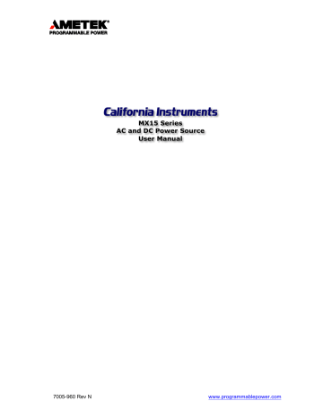 Ametek California Instruments MX45/3-1Pi User Manual | Manualzz
