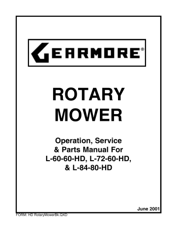 Gearmore L-60-60-HD Operation, Service & Parts Manual | Manualzz