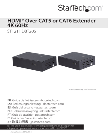 StarTech.com 8STST121HDBT20S Manual: HDMI Over CAT5 Extender | Manualzz
