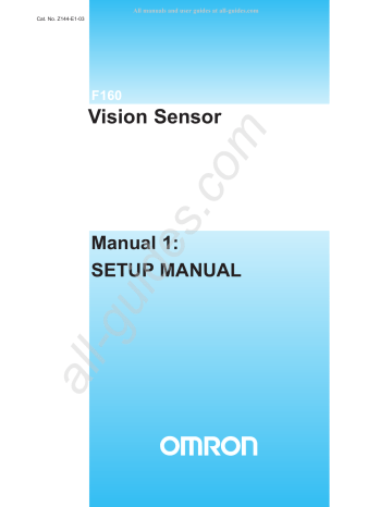 Omron F160 Vision Sensor Setup Manual | Manualzz
