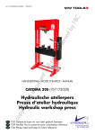 MW TOOLS CATOMA 20S Manual - Hydraulic Workshop Press