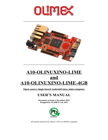 OLIMEX A10-OLINUXINO-LIME, A10-OLinuXino-LIME-n8GB User`s manual | Manualzz