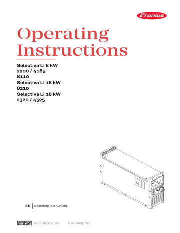 Fronius Selectiva Li 8 kW 2200 Operating Instructions Manual | Manualzz