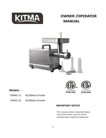 KITMA KFMG-12 Owner's And Operator's Manual | Manualzz