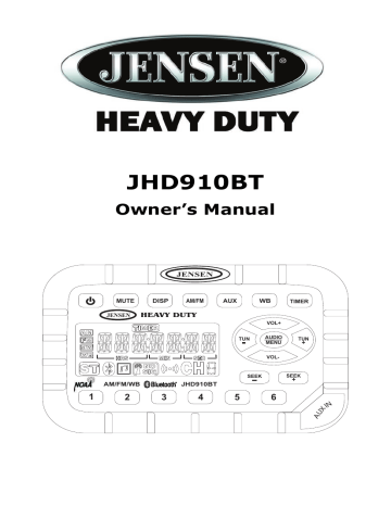 Jensen 29795, Heavy Duty JHD910BT Owner's Manual | Manualzz