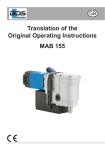 BDS MAB 155PRO User Manual | Magnetic Core Drilling Machine