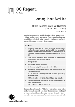 ICS Regent Analog Input Modules Manual - T3420A & T3420AF | ICS Triplex