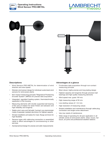Lambrecht PRO-METAL Wind Sensor Owner's Manual | Manualzz