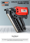 Unimac LXG300 0 50-90mm 34-Deg Cordless Gas Framing Nail Gun, Commercial Gas Nailer Product Manual