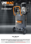 Unimac ACM-1000cv 100L 2.6kW Industrial Air Compressor, 370L/min 116PSI, Brushless Motor, Long Service Life, Certified Vertical Tank, 15A Plug Product Manual
