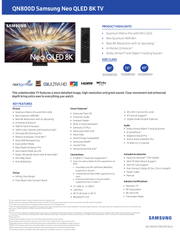 Samsung QN800D Neo QLED 8K TV Owner's Manual | Manualzz