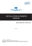 Kaysun User Manual Multi Hybrid HR 100 User Manual